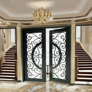 Portes françaises en fer forgé de luxe, portes d'entrée en acier pour intérieur et extérieur, solides, sécurisées, élégantes, design personnalisé - Product Image 1