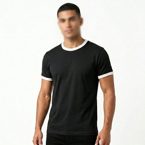 T-shirt pour homme en coton peigné léger et respirant, col rond, manches courtes, couleur unie, design uni, prix de gros - Product Image 6