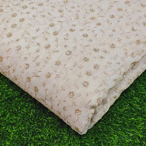 Luxury <b>Sequin</b> Embroidery Lace Fabric Floral Beaded Mesh Fabric African Wedding Party Dress Material - Product Image 5