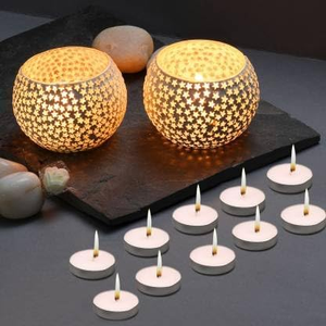 Juego de 2 Portavelas de Cristal con Diseño de Estrella Blanca para Decoración del Hogar, Mesa, Bodas, Fiestas y Festividades - Product Image 4