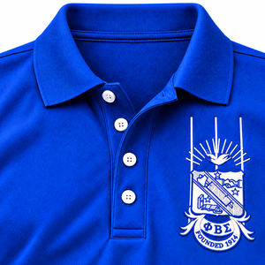 Phi Beta Sigma <b>Royal</b> <b>Blue</b> Men <b>Polo</b> <b>Shirt</b> Short Sleeve Embroidered Crest Collared Performance Top for Fraternity Events Wear - Product Image 5