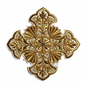 Insignia Religiosa de Cruz Metálica Dorada Hecha a Mano con Base de Fieltro Blanco, Apliques Ecclesiásticos para Fabricantes de Vestimentas - Product Image 4