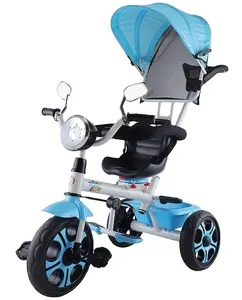 Nuovo triciclo Modal Pro Max con parasole colore blu cielo e bianco sedile girevole a 360 gradi 23cm 3 ruote prodotto a basso prezzo
