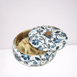 Pot rond en bois avec couvercle, motif floral, récipient de stockage hermétique pour aliments, idéal pour la cuisine - Product Image 1