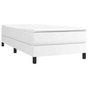 Cadre de lit double rembourré en similicuir blanc, bois d'ingénierie avec base en contreplaqué - Product Image 3