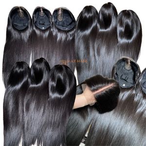 Pelucas de cabello humano 100% virgen vietnamita, cabello liso de 8-26 pulgadas, pelucas con frente de encaje suizo 2x6, listas para usar. - Product Image 5