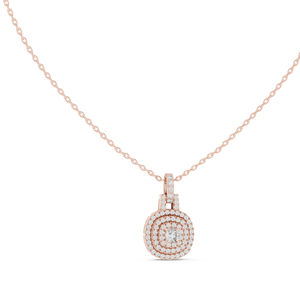 จี้เพชรทรงเหลี่ยมและทรงกลมเพาะเลี้ยงในห้องปฏิบัติการ ทองคำ 14K สีเหลือง สำหรับผู้หญิง |   ชุดเจ้าสาว |   เพชรที่เพิ่งเพาะเลี้ยง - Product Image 2