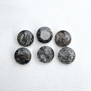 Piedra preciosa suelta redonda facetada Natural de Cuarzo rutilado negro de 5mm de alta calidad, compra en línea de un fabricante verificado en la India - Product Image 1