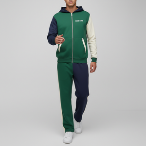 Conjunto Deportivo de 2 Piezas para Hombre, Sudadera con Capucha y Pantalones Jogger, Estampado Invernal, Algodón, Bloques de Color, Logotipo Personalizado, Venta al Por Mayor - Product Image 5