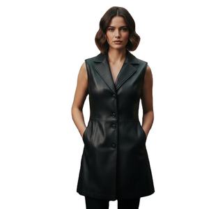 Gilet en cuir pour femme au quotidien, conçu pour le style et le confort, offrant une finition lisse et polie avec une qualité fiable - Product Image 2