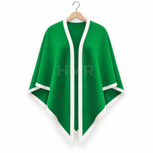 Poncho en acrylique vert HMR Sorority Sisterhood, col en V, couleur unie, vêtement décontracté, logo personnalisé, pull tricoté sur le devant - Product Image 1