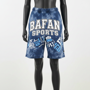 Shorts deportivos de algodón grueso de 320 GSM con lavado ácido azul, tela transpirable, logotipo personalizado con serigrafía en relieve, shorts para mujer - Product Image 6