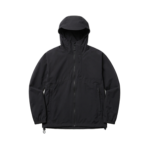 Veste matelassée à capuche noire pour homme, fermeture éclair, coupe-vent, décontractée, pour l'automne, coupe régulière, extérieur en polyester, doublure en nylon - Product Image 1