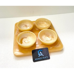 Meilleure Vente : Ensemble Mini Bol et Plateau en Résine – Bol à Glace, Noix et Bonbons, Plateau de Service Unique en Résine à Motif Tourbillonné, Mini Cuillère, Vaisselle Faite à la Main - Product Image 5