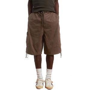 Nouveau short cargo baggy pour homme, style six poches, marron, taille élastique, coupe oversize, streetwear décontracté - Product Image 1