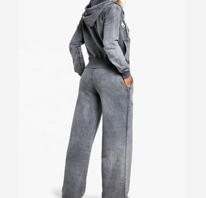 <b>Women's</b> Casual Winter Oversized Tracksuits 2-Piece Set with Zipper <b>Jacket</b> and Flare Pant Sportswear Clothing - Product Image 5
