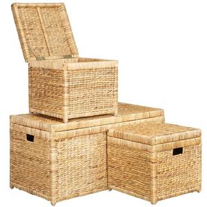 Eco-friendly Natural Water Hyacinth Trunk Storage <b>Basket</b> <b>with</b> <b>Lid</b> Precision Crafted for Food & Decorative Use Made in Vietnam - Product Image 1