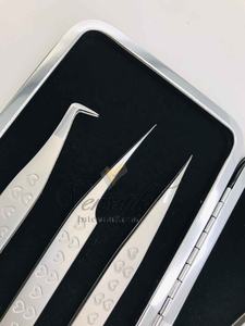 Pince à épiler professionnelle en acier inoxydable avec poignée en forme de cœur avec logo personnalisé, pointe pointue, pince à cils durable, vente en gros - Product Image 3