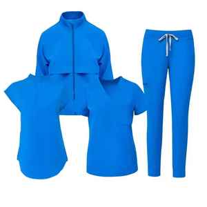 Ensemble de blouses et pantalons de travail médicaux en coton satiné à manches courtes, respirant, pour hôpital, infirmières, unisexe - Product Image 2