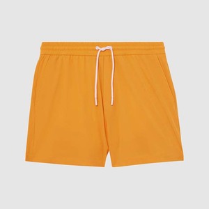 Shorts de Baño para Hombre, de Secado Rápido, Color Sólido, Cintura Media, con Cordón Ajustable, Casuales, de Poliéster Naranja, Corte Corto - Product Image 2