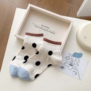 Summer Socks <b>for</b> Women New Style Black Polka Dot Stripes Thin <b>Pattern</b> Sweat Absorbent Sports Short Socks Women's Socks - Product Image 4