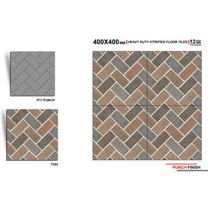 Export Quality 40x40cm Embossed Rustic Matte Porcelain Parking Tiles-9mm Non-Slip Digital Outdoor Floor Firebrick Hall Mall - Product Image 5