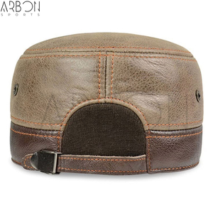 2026 Good Supplier New Arrival Trendy Fully Customized Made Adult Outdoor Wear Premium Quality Two-Tone Genuine Leather Caps - Product Image 4