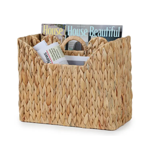 Handwoven Water Hyacinth <b>File</b> Basket, Split <b>Storage</b> Basket with Handles, Newspaper & Book Holder For Home & Office From Vietnam - Product Image 6