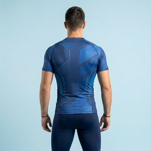 OEM Men Short Sleeve Compression Shirt Custom Print Gym Fitness Tight Fit Bodybuilding Training Athletic Base Layer Activewear - Product Image 5