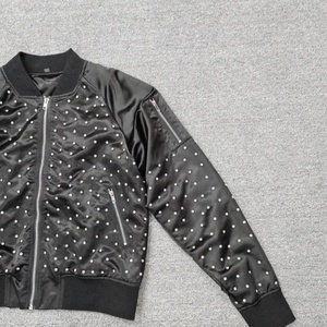 Wholesale High Quality Nylon Flight Bomber <b>Jacket</b> Winter <b>Rhinestones</b> <b>Jacket</b> Custom Logo Plus Size Bomber <b>Jacket</b> satin <b>jacket</b> - Product Image 2