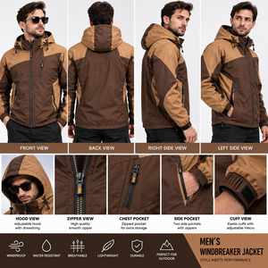 -Supplier <b>Mens</b> Colorblock Hooded Windbreaker <b>Jacket</b> | <b>Waterproof</b> Windproof Winter Outdoor <b>Lightweight</b> <b>Jacket</b> <b>Jacket</b> - Product Image 4