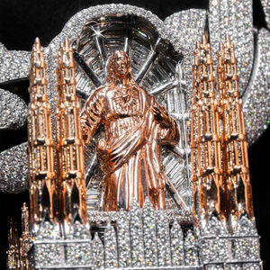 Colgante de Cruz Chapado en Oro Rosa con Incrustaciones de Diamantes, Amuleto Religioso, Joyería de Moda Unisex, Regalo - Product Image 3