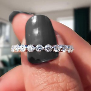 Nuevo Anillo de Joyería de Moda, Anillo de Plata de Ley 925 con Moissanita, Media Alianza de Boda, Anillo Apilable Eternity para Mujer, Aniversario - Product Image 5