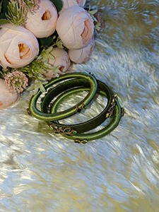 Women's Vintage Alloy Wrap <b>Bracelets</b> With <b>Crystal</b> Rhinestones Flower Pattern Green Color Antique Bronze Plated Jewelry - Product Image 5
