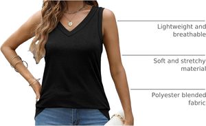 Camiseta de verano para mujer, transpirable, mezcla de lino, cuello en V, corte holgado, ligera, ropa de playa, informal. - Product Image 3