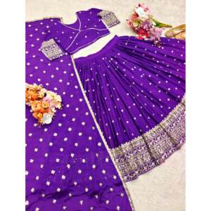 Secuencia bordada Work Party Wear Lehenga Choli Suministros elegantes para fiestas - Product Image 6