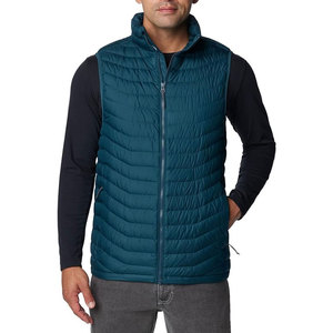 Men's Teal Quilted <b>Long</b> <b>Sleeve</b> <b>Vest</b> Zipper Front Windproof Casual Autumn Wear Polyester Filling Stand Collar Outdoor Breathable - Product Image 1