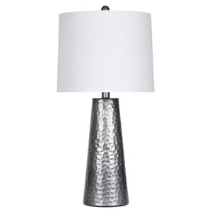 Lámpara de mesa vintage de metal martillado con pantalla de lino blanco, lámpara moderna martillada para sala de estar y dormitorio a precio de fábrica. - Product Image 1