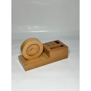 Pen Holder With In built Analog Clock Custom Corporate Gifting Table <b>Organiser</b> <b>Stationary</b> Holder Caddy Mango Wood Handmade - Product Image 6