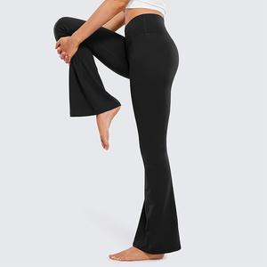 Legging évasé taille haute personnalisé, couleur noire unie, extensible, taille élastique, respirant, écologique, pantalon de yoga - Product Image 5