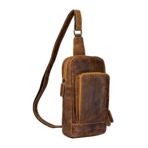 Bolso bandolera informal de cuero genuino para hombre, bolso para documentos de cuero vacuno, de alta calidad, con logo personalizado. - Product Image 1