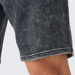 Shorts Bermuda en Coton Lavé pour Homme, Taille Mi-Haute, Fermeture Élastique, Couleur Unie, Respirant, Décontracté - Product Image 3