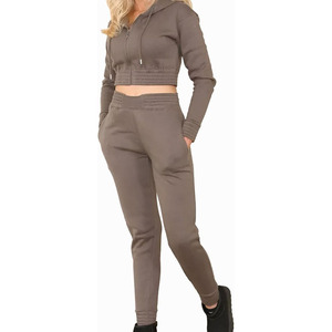 Ensemble de survêtement deux pièces pour femme grande taille, respirant, coupe classique, style streetwear, pantalon de jogging et veste zippée pour la gym - Product Image 3