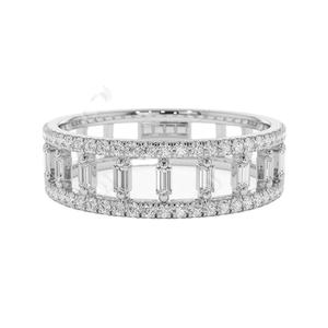 Bracelet de mariage en or massif 14K, Double rangée, rond, diamant cultivé en laboratoire, Baguette Alternative, diamant, bijoux de fiançailles pour femmes - Product Image 1