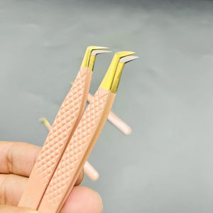Pince à épiler pour extensions de cils DANTRIC IMPLANTS JK-214 en acier inoxydable recouvert d'une couche de couleur nude, antimagnétique, réutilisable, 10 mm, pointe lisse - Product Image 5