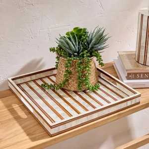 Wholesale Handmade MOP Inlay Serving Storage Tray Decorative Chic <b>Coffee</b> <b>Table</b> Serving Breakfast Vanity Tray For Tabletop Decor - Product Image 1