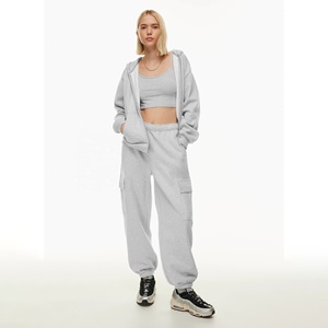 Heavyweight High Winter Fleece Jogging Sweatpants For Women Comfortable Cotton <b>Cargo</b> <b>Pants</b> Drawstring Closure Streetwear Style - Product Image 1