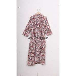 Bata Kimono 100% Algodón con Estampado Floral para Mujer, Ropa de Noche de Verano, Vestido de Playa, Bata con Logo Trasero - Product Image 2