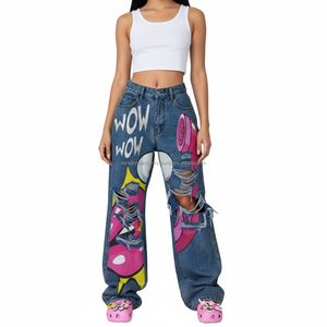 Women's Baggy <b>Pants</b> Wide Leg Mid Waist Breathable Custom OEM Wholesale - Product Image 1
