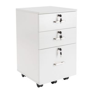Armadietto Portadocumenti in Legno Bianco Effetto Venatura con 3 Cassetti - Product Image 2